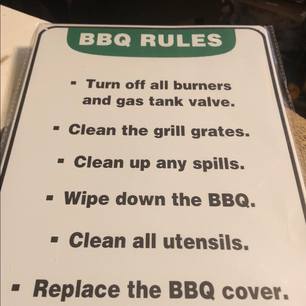 BBQ Rules Sign - Green and Black